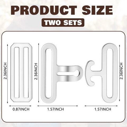 Dimensions of Six Piece Horse Blanket Surcingle Buckle Replacement Kit Set Universal Two Inch Surcingle Hardware for Heavy Duty