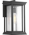 Endicott Collection 1 Light Outdoor Wall Lantern With Clear Seeded Glass, Craftsman Style, Medium Outdoor Light, Textured Black Finish