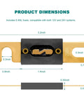 Heavy Duty Gold Plated ANL Fuses 200 Amp 6 Pack dimensions with measurements for cars, trucks, boats, and motorcycles.