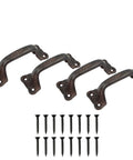 Heavy Duty Cast Iron Fence Gate Handles 4 Pack with screws, rustic barn door pulls for sliding doors, sheds, garages, fences, cabinets