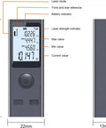 Pocket Size Laser Distance Meter 164 Ft Range USB Rechargeable with LCD readout for precise measurements in compact design.
