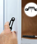 Person installing a 100 Piece Invisible Connector Screw for hidden furniture fasteners in cabinet, featuring black steel design.