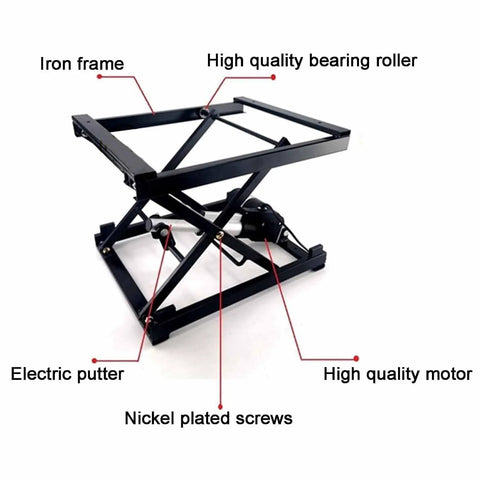Smart Electric Lift Coffee Table With Remote Height Adjust And Foldable Iron Frame For Living Room That Holds Heavy Loads Like A Champ, showing iron frame and motor components.