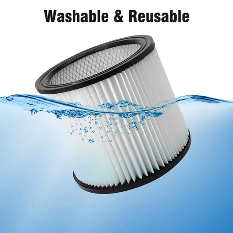 Plug And Play Replacement Filter For Wet Dry Vacuum Cleaners 5 Gallon And Up With Lid And Brush 9 Pack in water demonstration