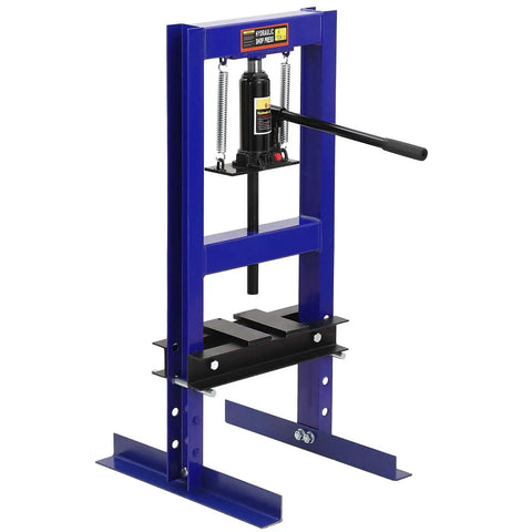 6 Ton H Frame Shop Hydraulic Press With Two Press Plates Heavy Duty Garage Ready Auto Repair Machine Adjustable Pressure Overload Protection Rust Resistant Blue Finish