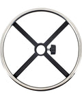 Real Deal Stainless Steel Chair Footrest Ring With 40 Cm Diameter Hella Sturdy Replacement Leg Support For Bar Stools And Office Swivel Chairs Built Tough For Daily Grind, viewed from above.