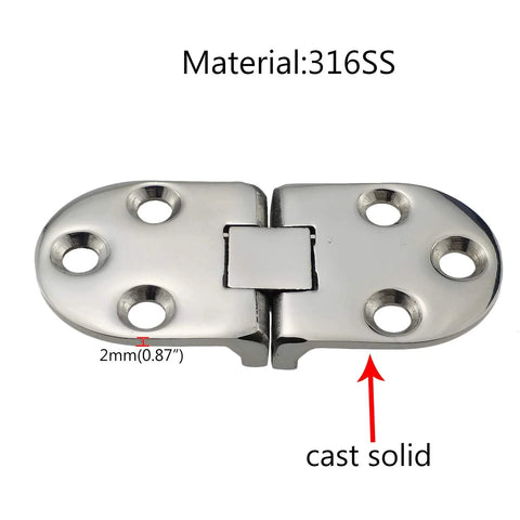 NRC&XRC marine grade 316 SS door hinge pair, mirror polished, 66mm x 29mm, cast solid
