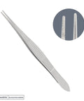 Bandage Lens Forceps For Ophthalmology Stainless Steel Precision Grip Tool With Diamond Dust Tip 10.5cm Length Pro Grade Control For Training Simulations And Surgical Practice, close-up tip view