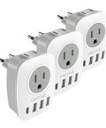 3-pack of 6 In 1 European Travel Plug Adapter With 2 US Outlets, 1 USB C, 3 USB Ports for France Germany Italy Spain Type C