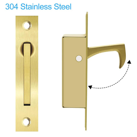 Pocket Door Handles Stainless Steel 304 Edge Pull Hidden Flush Mount Sliding Door Pull For Bathroom Cabinets And Drawers