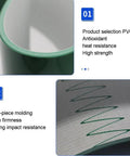 Close-up of heavy duty PVC conveyor belt showing product details and features for industrial use, focus on durability and construction.