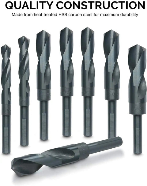 High Speed Steel HSS Drill Bit Set Half Inch 8 Piece For Metal And Steel Drilling With Clean Fast Cuts Through Plastic Copper Stainless Steel And More Pro Grade Everyday Use