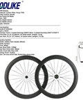 Diagram showing Carbon Road Wheelset 700C Aero 60mm Deep 23mm Wide Clincher for Racing with basalt brake surface specs.