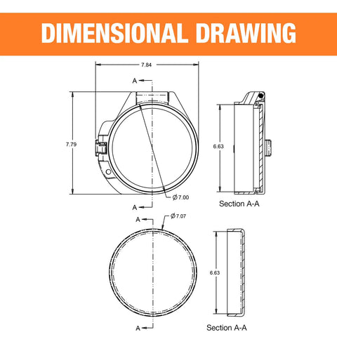 Dimensional drawing of PVC Conduit Carrier Kit For Trucks 6 Inch Diameter Pipe Storage Rack With Weather Resistant Door