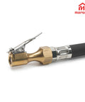 No Sweat Quarter Inch Tire Inflator Extension Hose With Fast Grip Self Locking Chuck and High Pressure Air Tube connector close-up