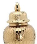 Hassle Free Ceramic Pantry Canisters For Tea Coffee Sugar Spices Totally Sealed Kitchen Storage Jars With Secure Lids gold decorative canister with intricate design.