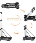 Folding Luggage Cart With 88 Lb Load Capacity Lightweight Durable Aluminum Alloy Frame Travel Trolley folding process visual