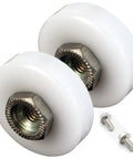 Top Shelf Bathroom Hardware Straight Up Replacement For Sliding Shower Doors with flat edge nylon rollers and hex mounts.
