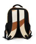 Earth Tone Abstract Curve Art Backpack For Men And Women, back view with padded straps and buckles, durable breathable polyester
