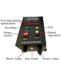 Adjustable speed controller for Beefy 16000 RPM 3000W Brushless DC Servo Motor with control panel, switches, and cable ports visible.