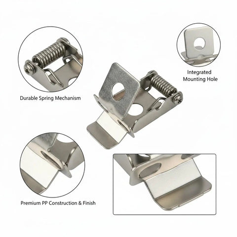 Silver PP Plastic Downlight Spring Clips for Recessed Lighting Trim Retention - Replacement Parts for Ceiling Fixtures detail view.