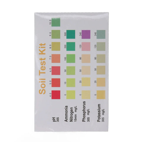 Color reference chart for Liquid Soil Test Kit For Real Time NPK And PH Readings with pH, nitrogen, phosphorus, potassium levels