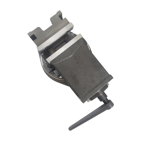 Five Inch Milling Machine Vise With Swivel Base And Four Direction Adjustable Jaws, top view showing grip and functionality.
