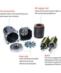 AC 110V 15W Single Phase Gear Motor With Variable Speed Controller Running Smooth At Zero To Fifty Four RPM Governor And Knock Out Torque 1 To 25 Reducer Build parts including copper coils and heat sink.
