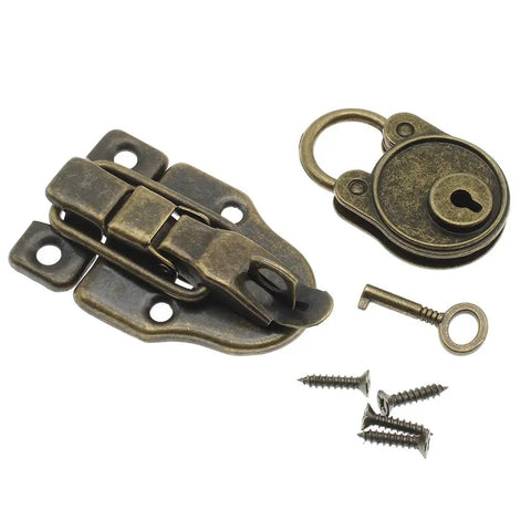 Two Pack Old School Duckbilled Toggle Hasp Latch Kit in Bronze Finish for Jewelry Boxes, Wooden Cabinets with Screws