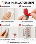 Six Pack No Drill Magnetic Cabinet Door Catch With Adhesive Magnets For Quick Easy Install On Kitchen Cabinets Closets And Shower Doors Strong Magnetic Closure No Screws No Damage Durable Hold installation steps