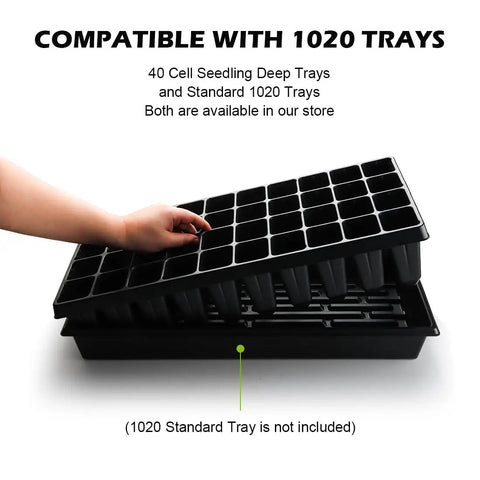 Deep 40 Cell Seed Starter Trays, 3.93 Inch Deep Plastic Nursery Trays For Seed Germination And Propagation, 2.1 By 1.8 Inch Cells, 20 By 10 Inches, Fits Standard 1020 Flats And Inserts, Pro Grade For Seedlings