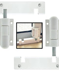 2 Pack Sliding Patio Door Foot Kick Locks for Secondary Childproof Security, white finish, universal fit, shown installed on door