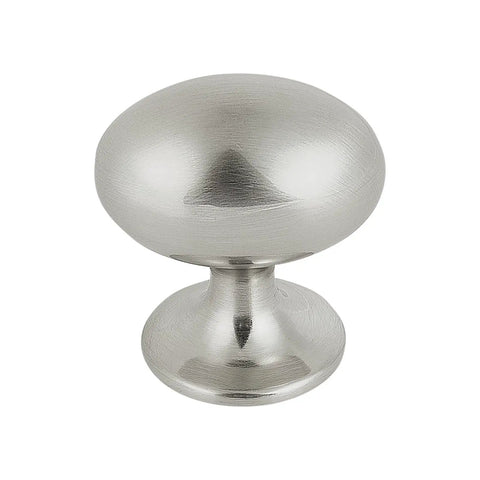 Smooth And Stylish Satin Nickel Mushroom Cabinet Knobs For No Sweat Hardware Swaps And Instant Kitchen Glow Ups That Fit Perfectly On Drawers Cupboards And Desk Surfaces, 1.4 inches wide.
