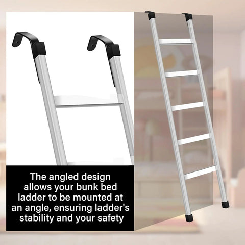 Heavy Duty Angled Bunk Bed Ladder Hooks 4 Pack With Mounting Screws Rock Solid Adjustable Steel Brackets for stable angled mounting.