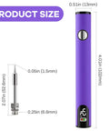 Compact 510 Thread Soldering Pen Kit With USB Rechargeable Battery, size dimensions 4.01in length, 0.51in diameter