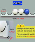 Heavy Duty Wall Mounted Safety Helmet Rack For Job Sites And Workshops Features Beefy Galvanized Steel And Cushioned Rubber Edges To Keep Your Hard Hats Rock Solid And Tidy Through Every Work Grind, 149cm long with 6 helmet storage grids.