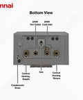 Bottom view of Built Like A Tank 150K BTU Condensing Natural Gas Combo Boiler And Tankless Water Heater showing connections.