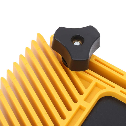 Close-up of 6 Inch Adjustable Feather Board with black knob, part of ABS Push Block for Table Saw Router Table Band Saw.