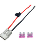 1.15 Ft 10 AWG Battery Cable Quick Connector With O Ring And Fuses For Battery Power Transfer 600V 50A Heavy Duty Cable With Fuse And SB50 Lead Plug For Quick Connections, red-black fused cable