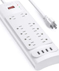 14 In 1 Surge Protector Power Hub With 10 AC Outlets And 4 USB Ports, 1875W 2100 Joules, ETL Listed, 6 Foot Extension Cord