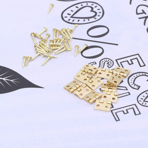 Mini Brass Cabinet Hinges For 1 To 12 Dollhouse Furniture With 48 Screws, 12 Pcs Durable DIY Closet Hinges, Small Hinges Open To 10 By 8 Mm