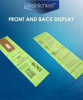 Front and back view of Eight Pack Of Vacuum Bags For XL Upright Vacuums Compatible With XL7 XL21 And 2000s 3000s Series Micro Lined.