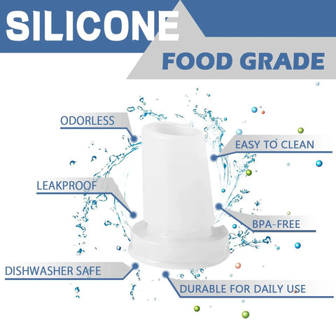 Bite Valve Replacement Pack for Brita Water Bottle Mouthpiece, 3 Pack, Food Grade Silicone, BPA Free, Leak Proof and Odor Resistant, Durable Hydration Valve for Fresh Tasting Water. White silicone bite valve close-up, dishwasher safe