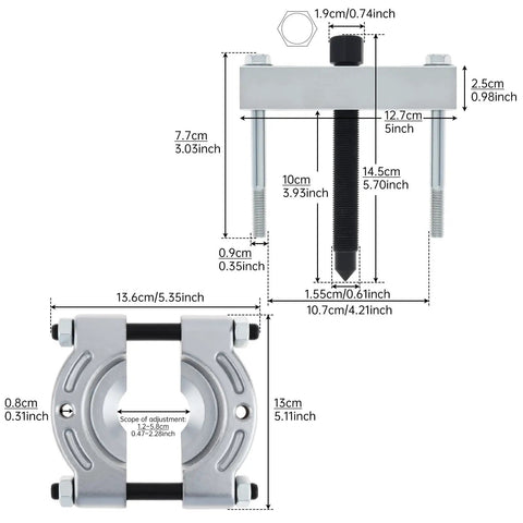Beefy Heavy Duty Bearing Splitter And Five Inch Gear Pulley Puller Set For Automotive And ATV Use, Three Eighths To Three Inch Bearing Splitter