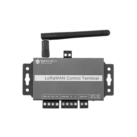 Front view of Long Range IoT Node with US 915MHz, RS485 Modbus RTU and Relay Controller for smart agriculture and industrial automation.