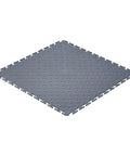 Interlocking Garage Floor Tiles 16 Pack, Diamond Plate Texture Non Slip PVC Floor Mats, 20.2x20.2x0.2 Inches, Graphite Gray, Quiet, Durable, DIY Friendly, Easy Install for Garages, Workshops, and Warehouses. Single graphite gray PVC tile with diamond plate texture and interlocking edges