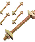 12 Sets M8x100mm Heavy-Duty Four-In-One Connector Kit with golden half moon bolts and nuts for wood headboard assembly