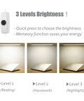 Under Cabinet LED Lighting 12 Inch Light Strip Bar Daylight White 5000K Dimmable USB Plug In Light showing 3 brightness levels