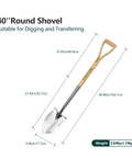 Round Point Gardening Shovel With Wood D Handle 41 Inch Steel Digging Spade For Lawn Yard Landscaping Heavy Duty Durable