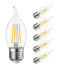 Flame Tip LED Filament Candle Bulbs 4.5W Dimmable E26 Base Ideal For Candelabra And Chandelier Lamps 60W Equivalent B11 Size